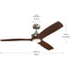 Ried 56 inch Brushed Nickel with Medium Walnut Blades Ceiling Fan
