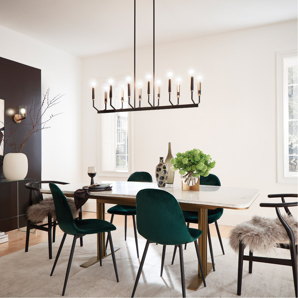 Armand 12 Light 9.5 inch Black Chandelier Linear Ceiling Light