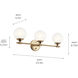 Benno 3 Light 24.5 inch Champagne Bronze Bath Bracket Wall Light, 3 Arm