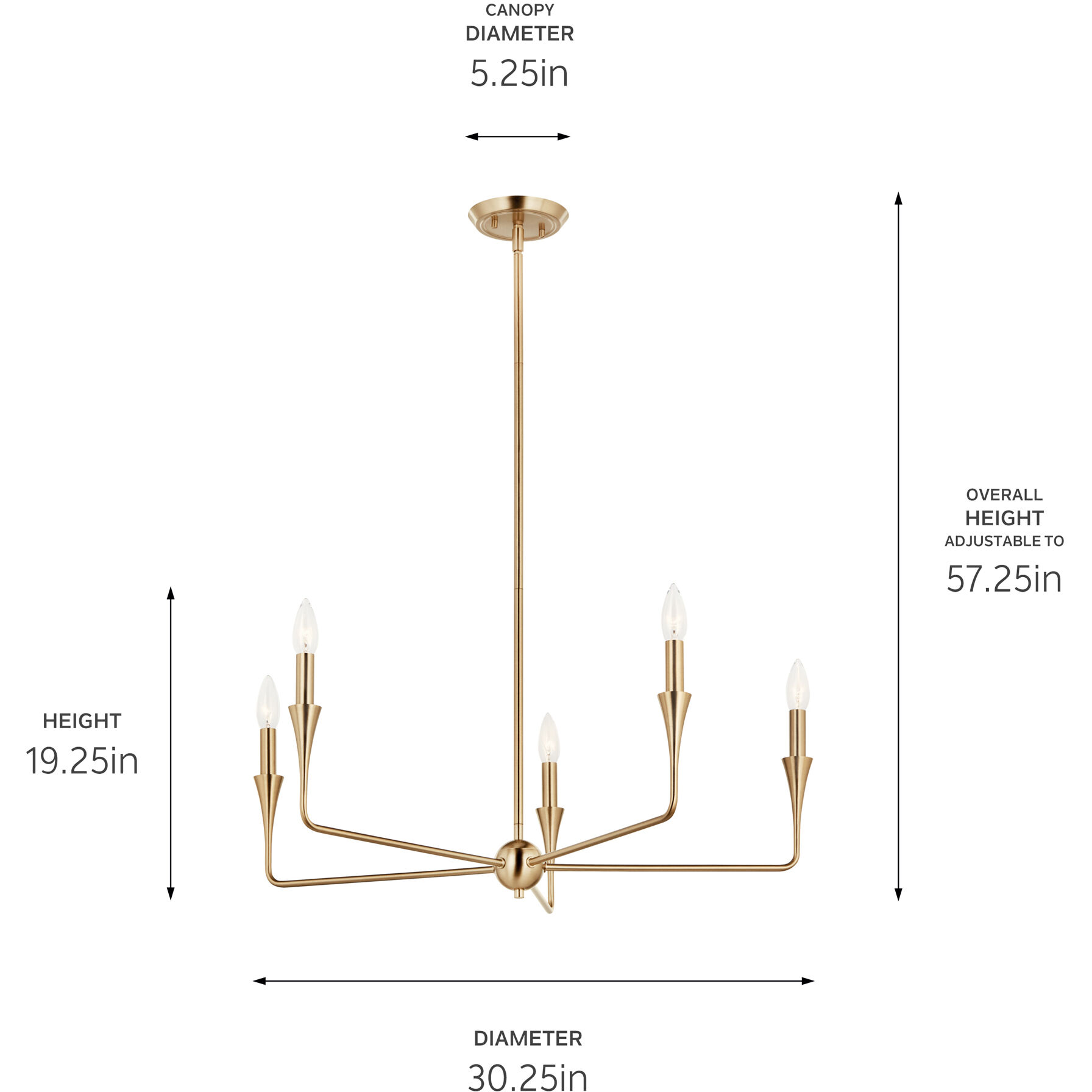 Alvaro 5 Light Champagne Bronze Chandelier Ceiling Light, 1 Tier Small