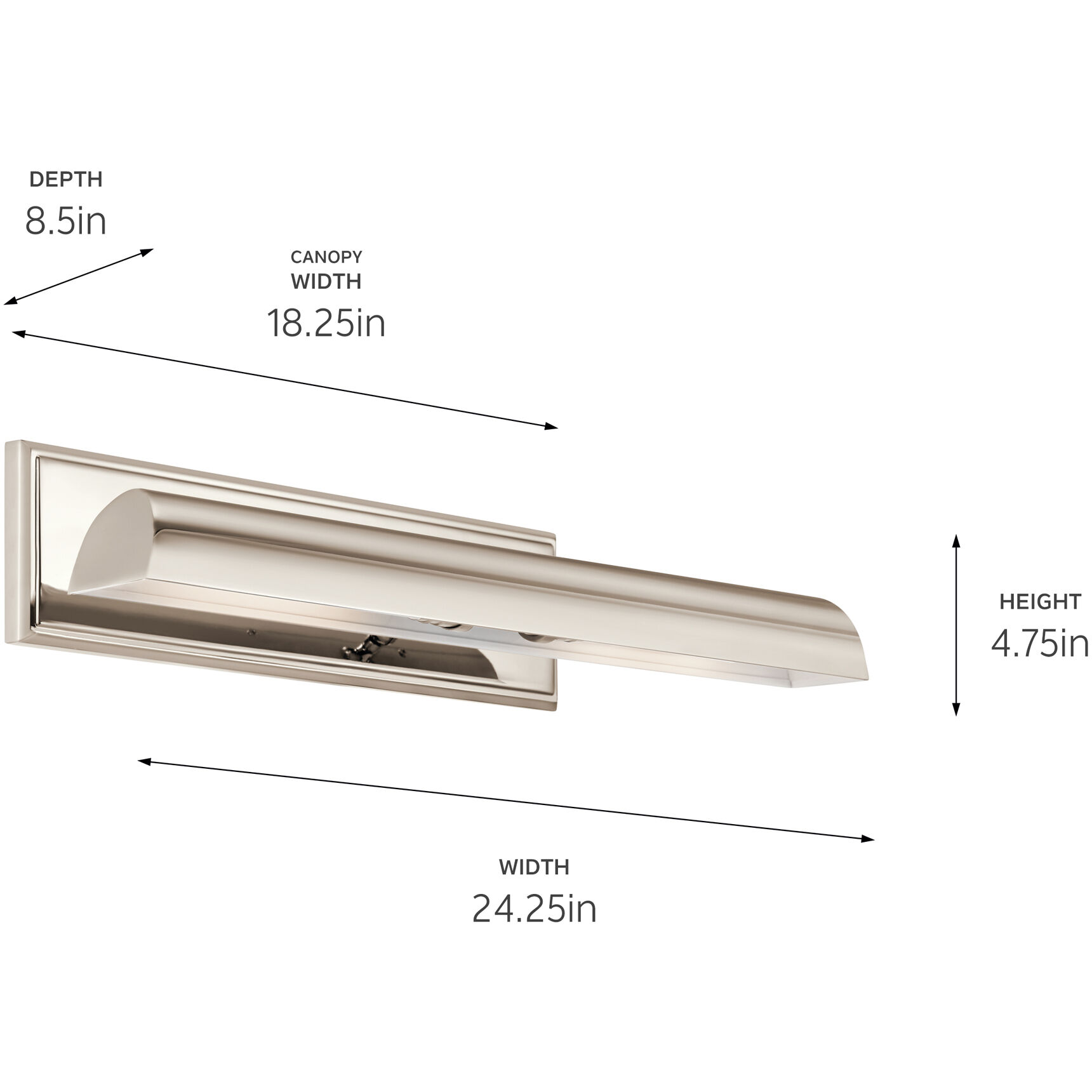 Carston 26 watt 24.25 inch Polished Nickel Picture Light Wall Light