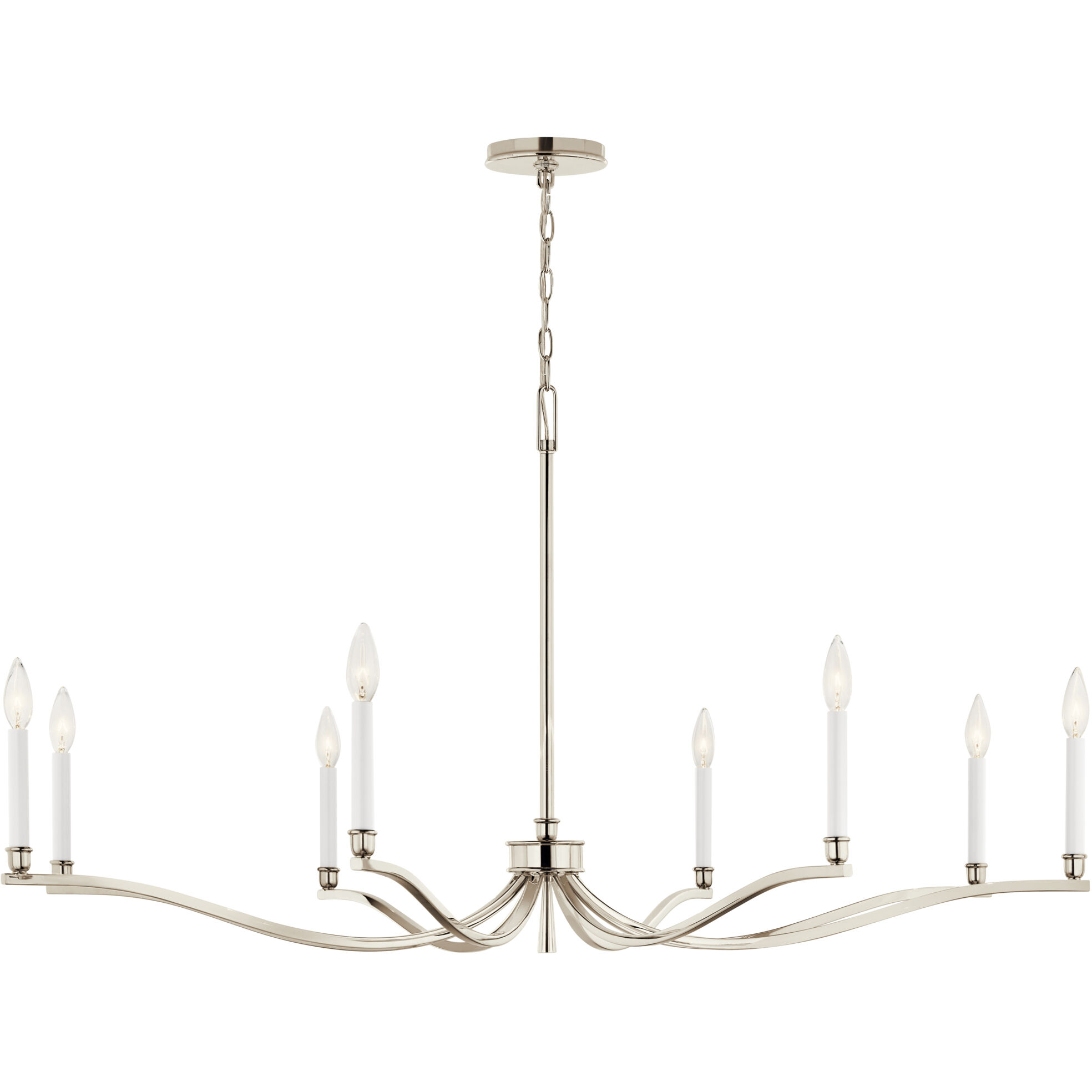 Malene 8 Light Polished Nickel Chandelier Ceiling Light, 1 Tier Large