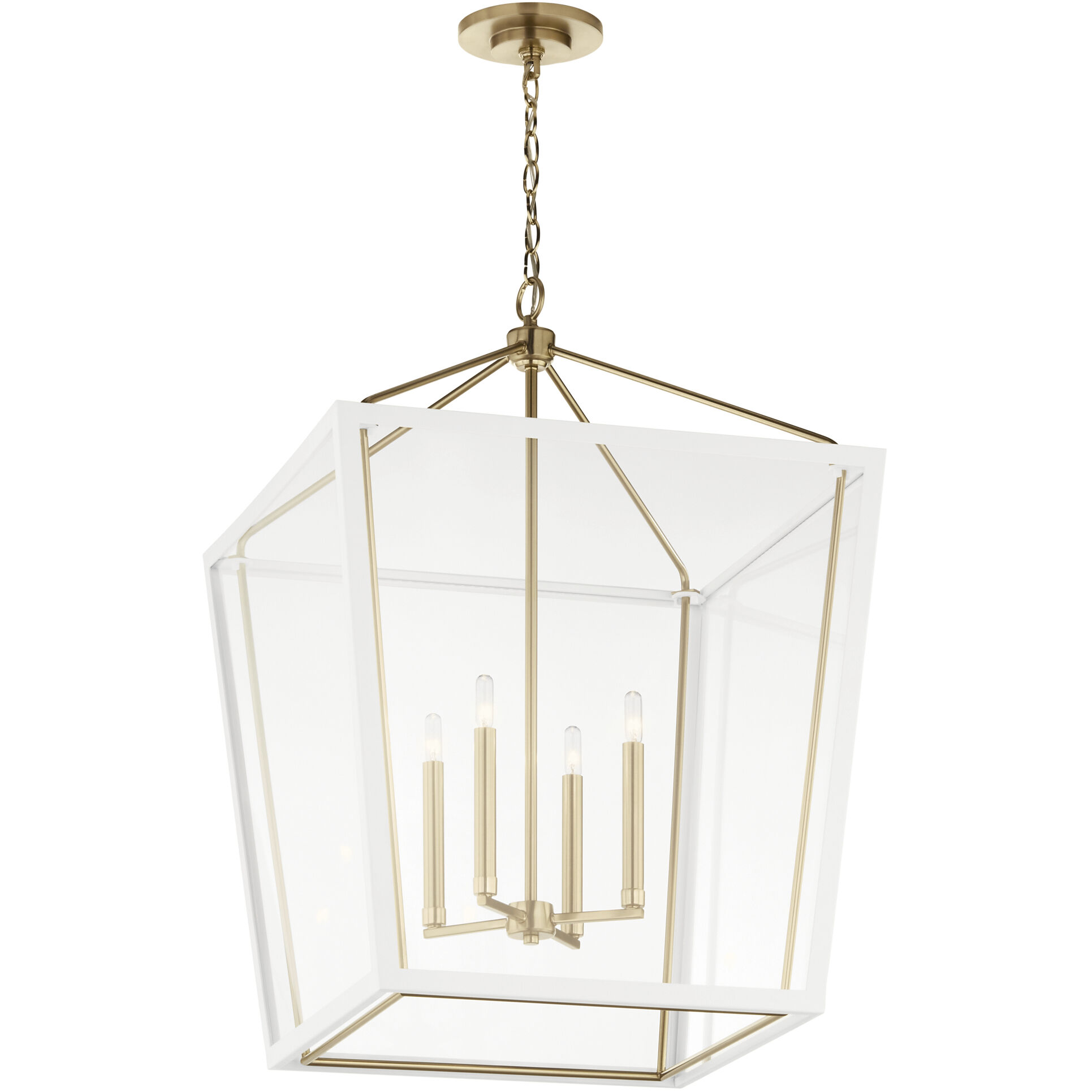 Delvin 4 Light 22.25 inch Champagne Bronze with White Foyer Pendant Ceiling Light
