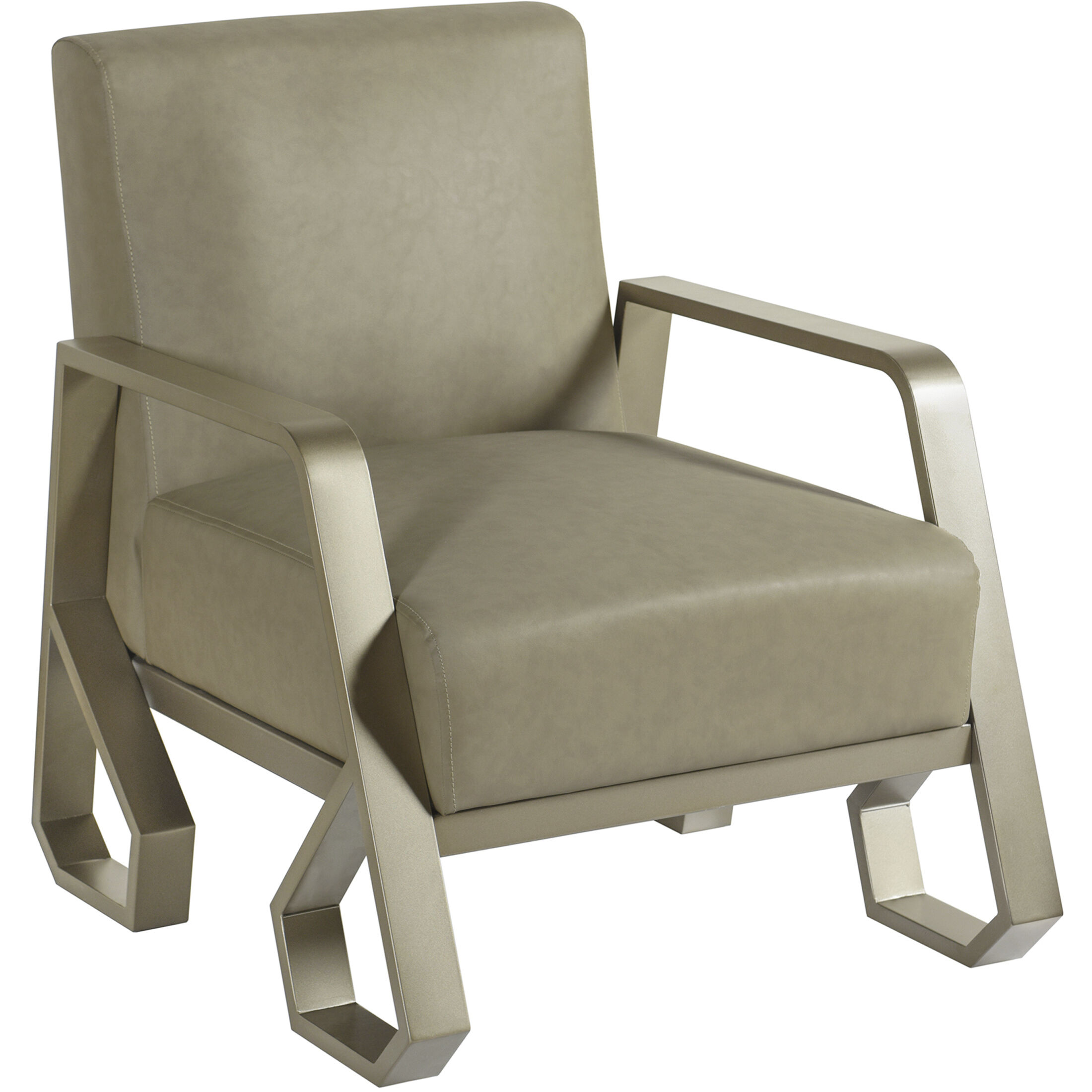 John Tan and Satin Gold Arm Chair