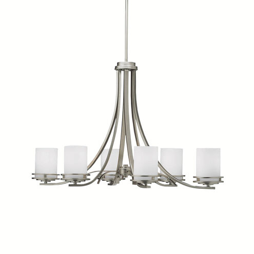 Hendrik 6 Light 18 inch Brushed Nickel Chandelier 1 Tier Small Ceiling Light in Satin Etched Cased Opal, 1 Tier Small