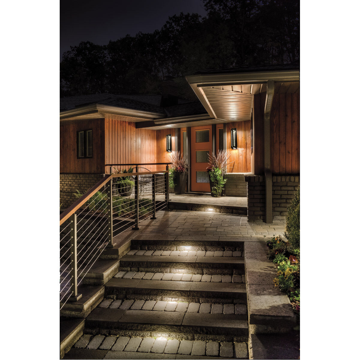 River Path LED 23 inch Textured Black Outdoor Wall, Large