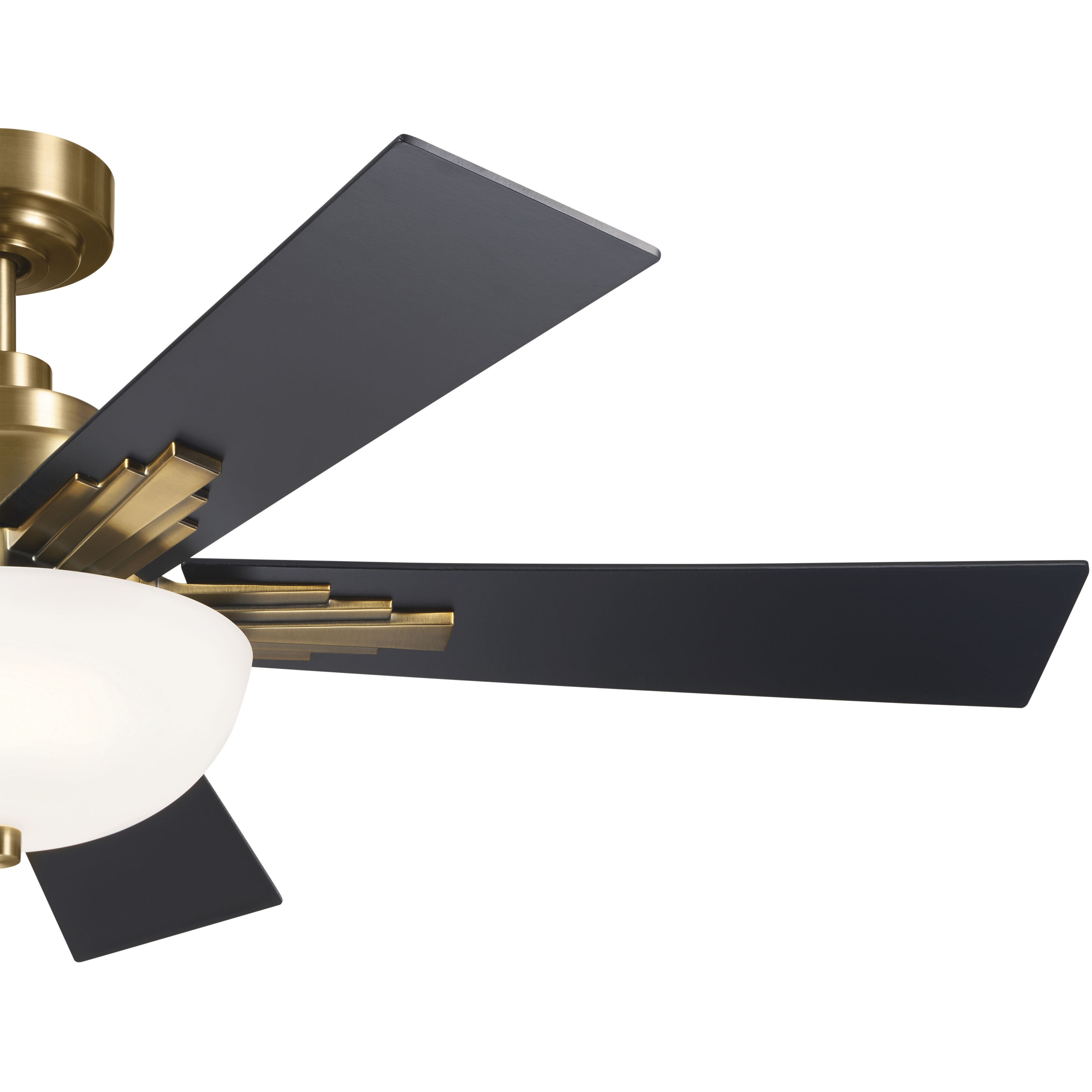 Vinea 52 inch Brushed Natural Brass with Black Blades Ceiling Fan