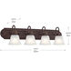 Independence 4 Light 30 inch Tannery Bronze Wall Mt Bath 4 Arm Wall Light