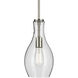 Everly 1 Light Brushed Nickel Pendant Ceiling Light in Clear