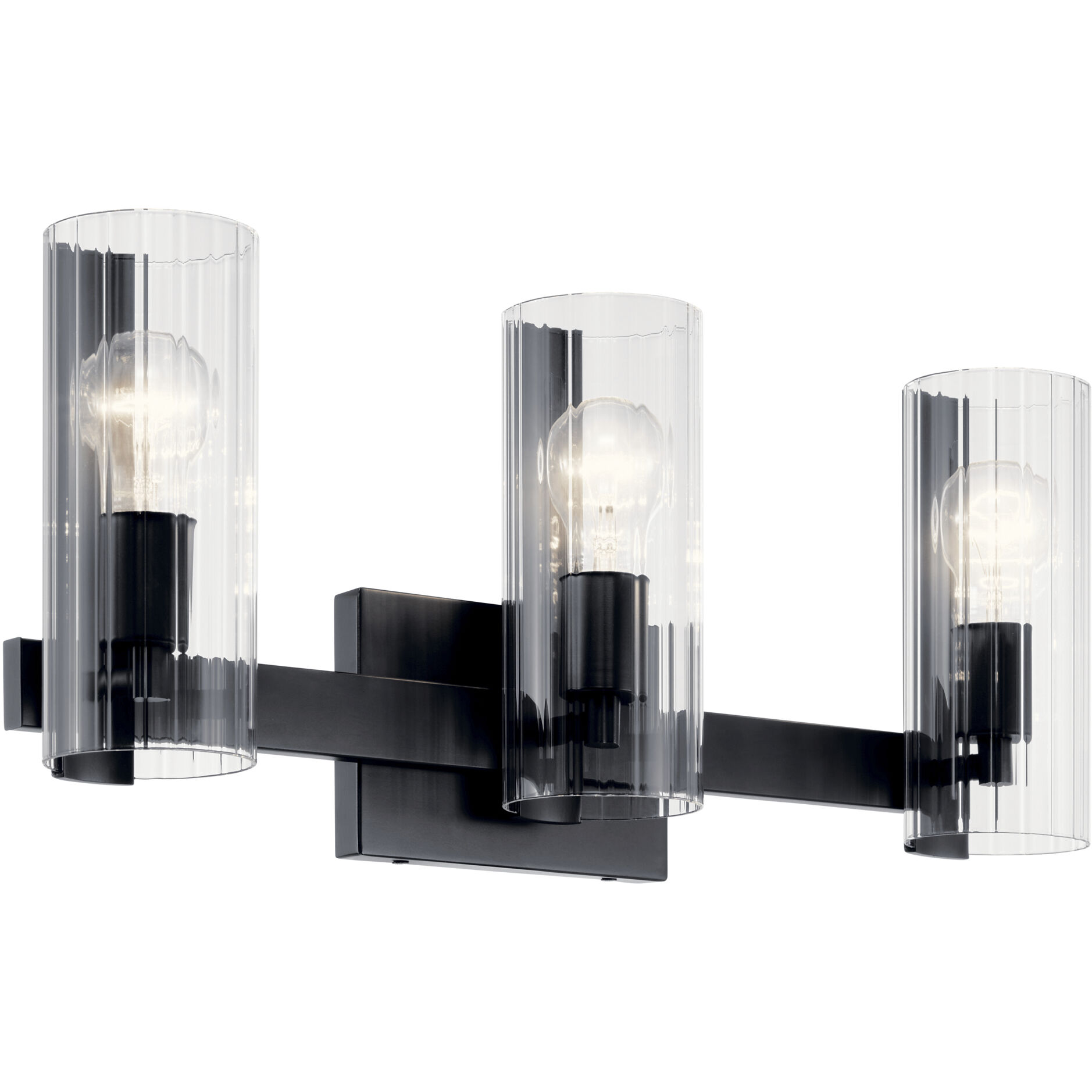 Jemsa 3 Light 22.75 inch Black Bath Bracket Wall Light, 3 Arm