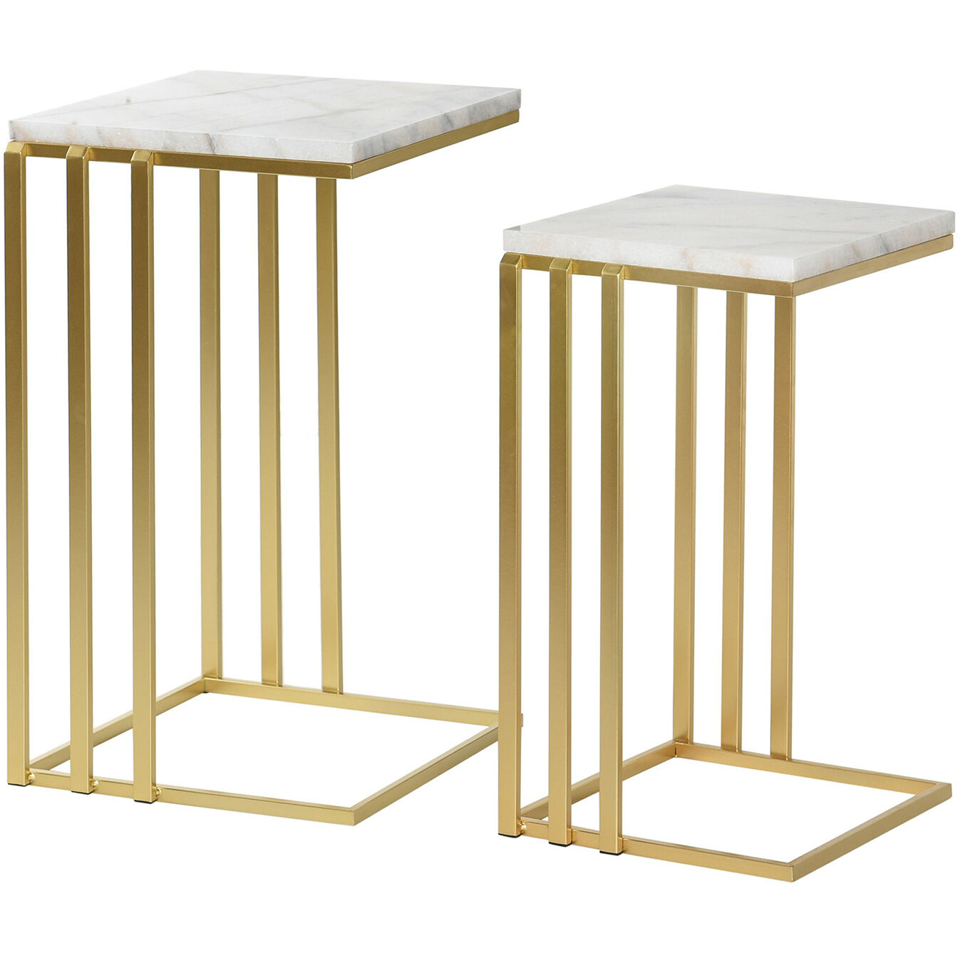 Marble Antique Gold and White End Table