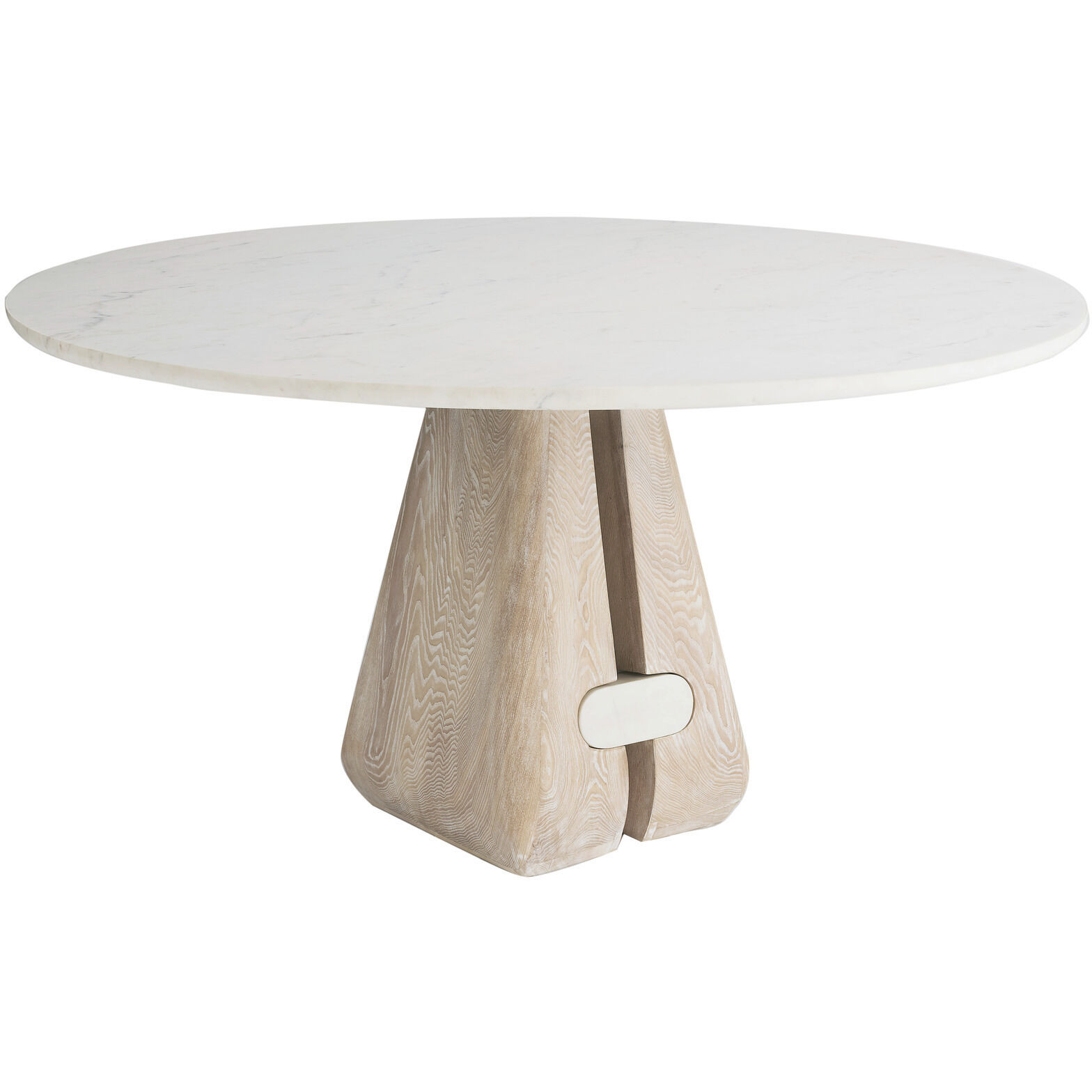 Melt 55 inch White Marble and Cerused Natural Dining Table, Large