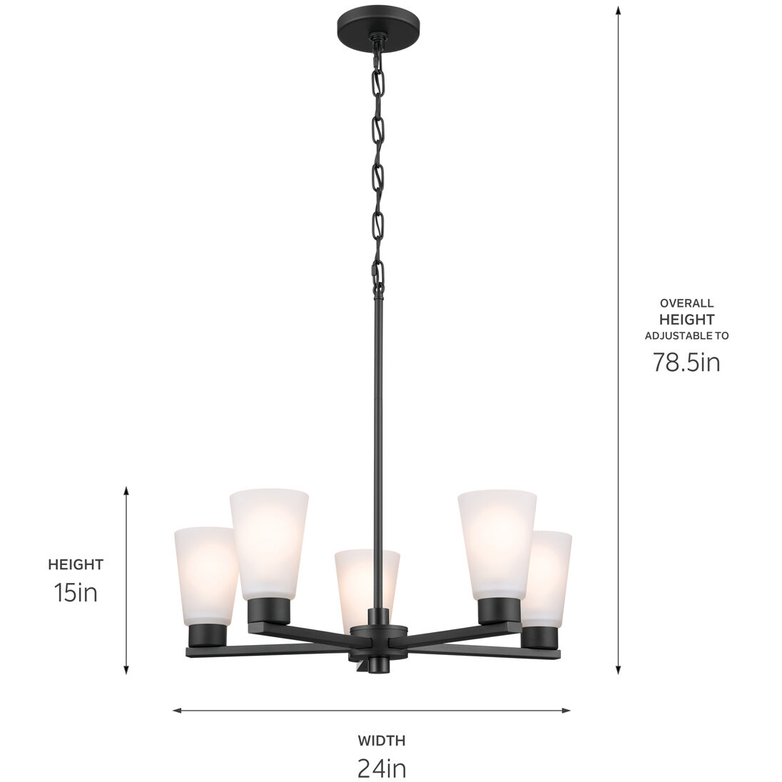 Stamos 5 Light Black Chandelier Ceiling Light, Medium, 1 Tier