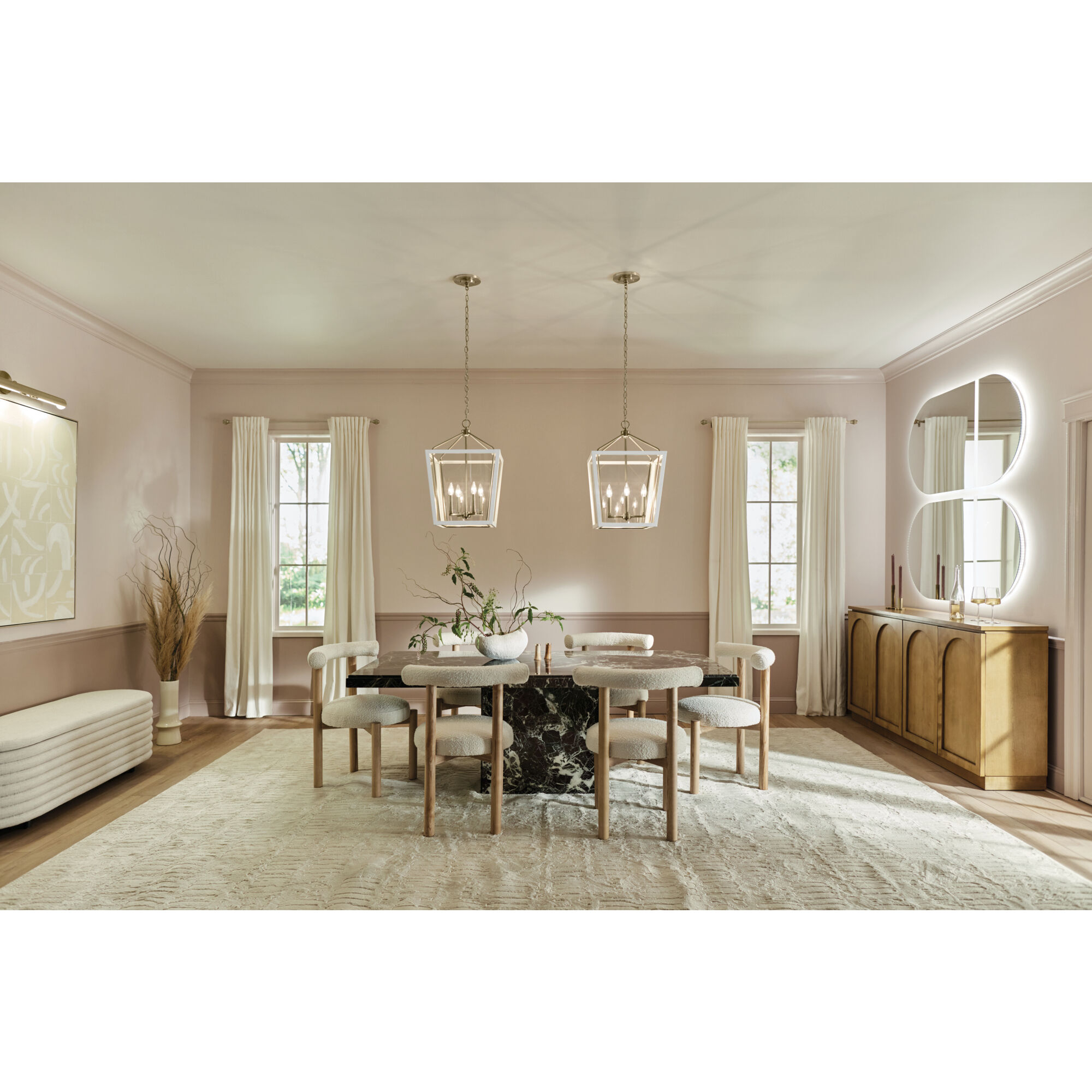 Delvin 4 Light 16 inch Champagne Bronze with White Foyer Pendant Ceiling Light