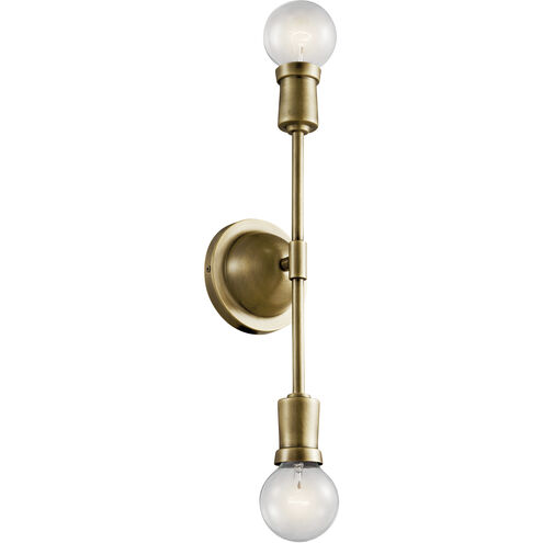 Armstrong 2 Light 5 inch Natural Brass Wall Bracket Wall Light