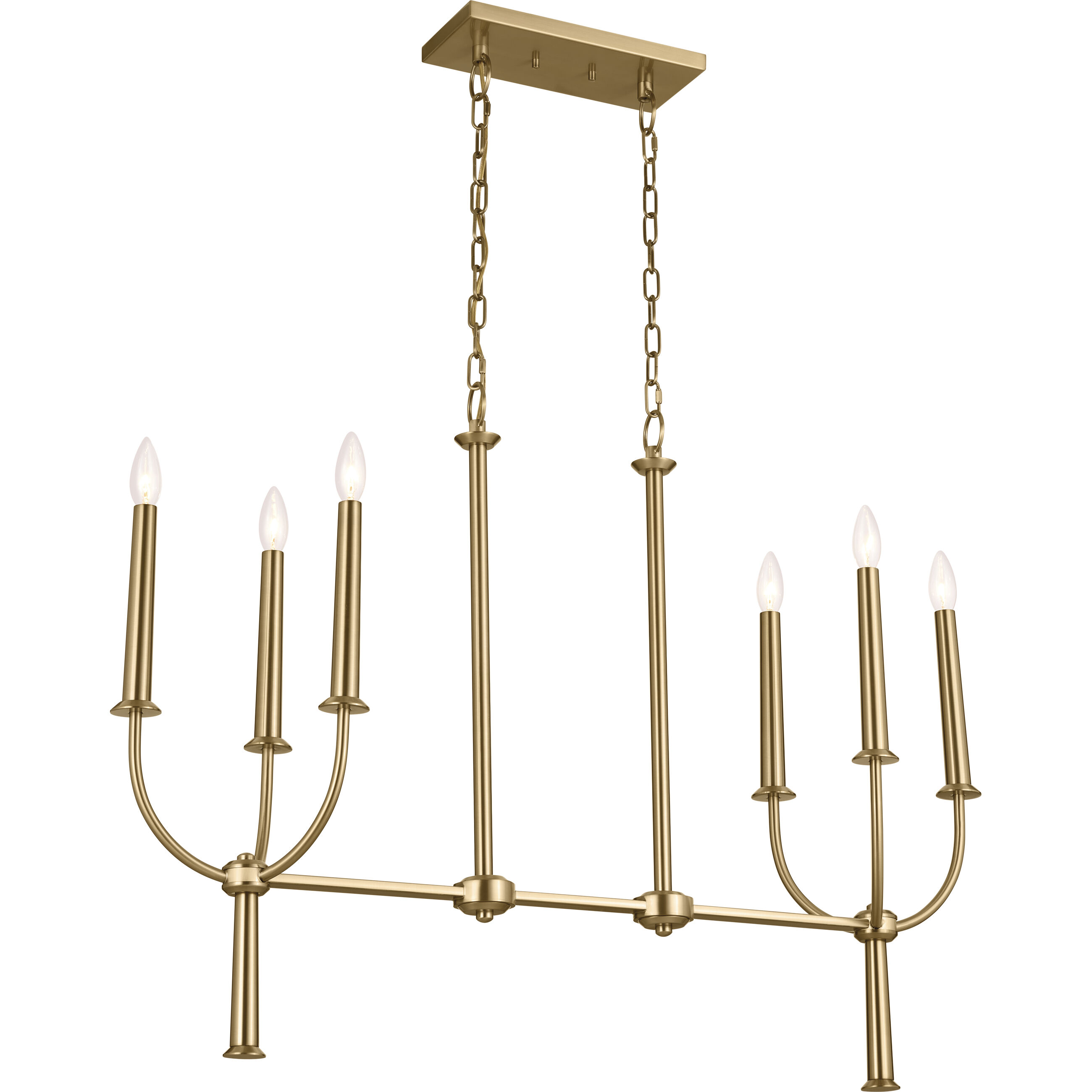 Florence 6 Light 10 inch Brushed Natural Brass Chandelier Linear Ceiling Light