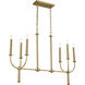 Florence 6 Light 10 inch Brushed Natural Brass Chandelier Linear Ceiling Light
