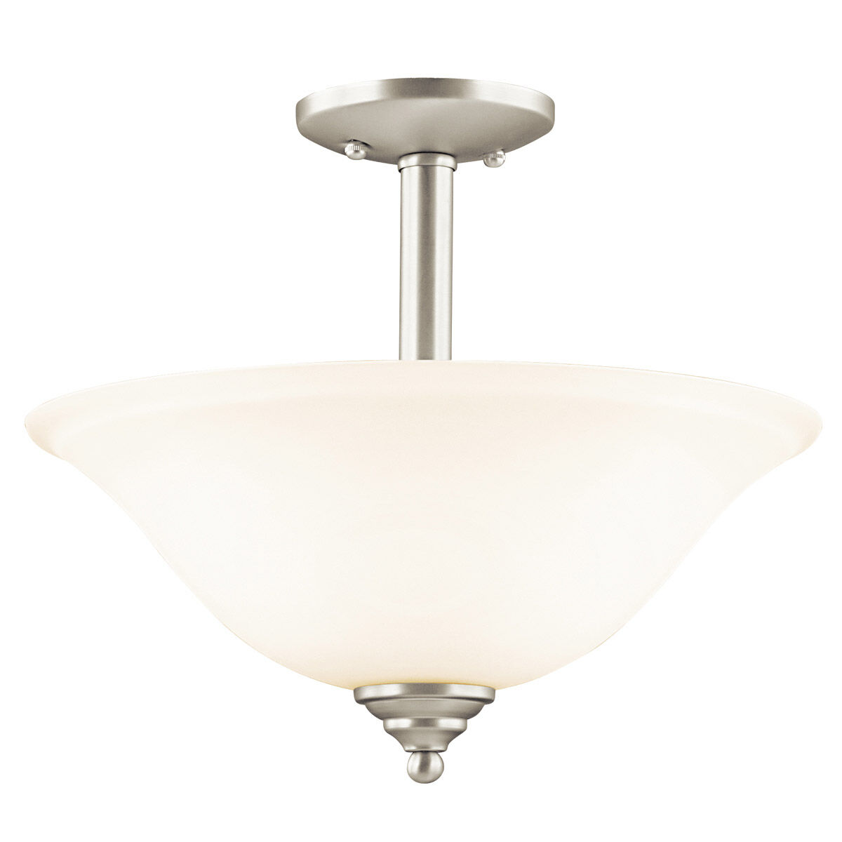 Wynberg 2 Light 15 inch Brushed Nickel Inverted Pendant/Semi Flush Ceiling Light in Satin Etched Glass, Incandescent