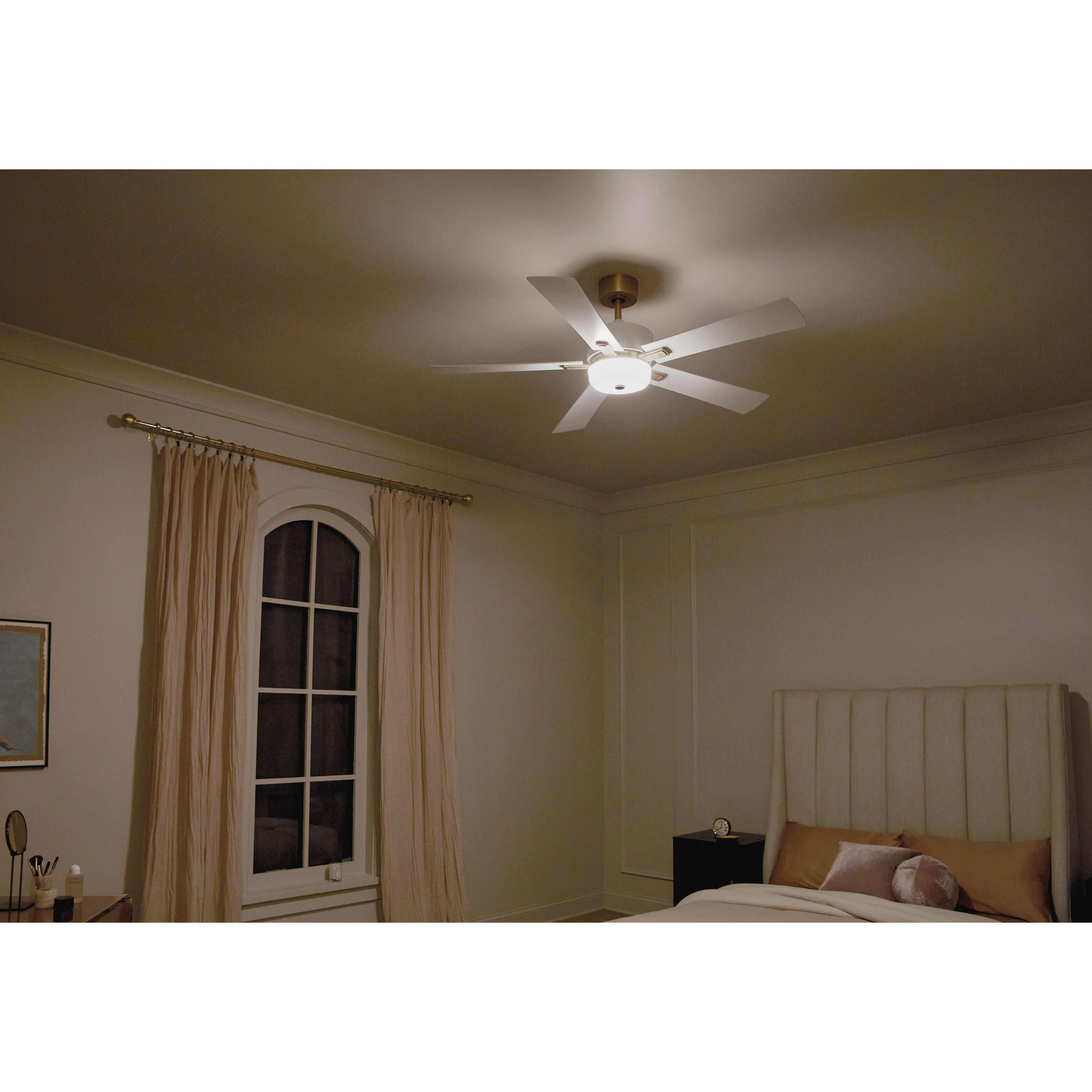 Icon 56 inch Brushed Natural Brass with White Blades Ceiling Fan