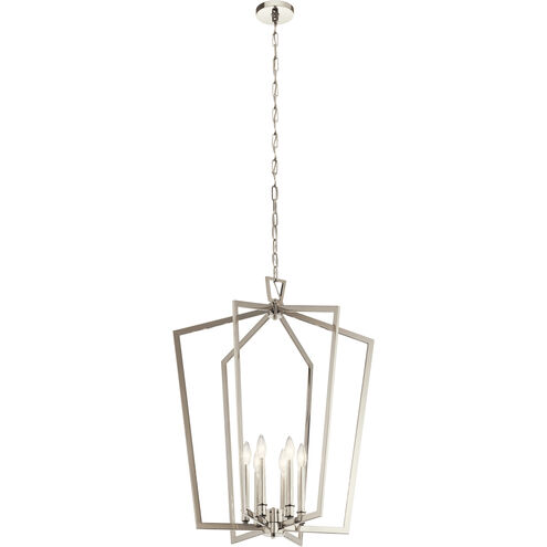 Abbotswell 6 Light 25 inch Polished Nickel Large Foyer Pendants Ceiling Light, Large