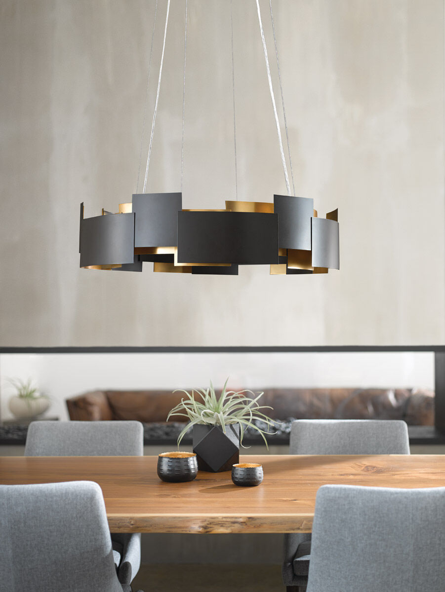Moderne LED 27 inch Olde Bronze Chandelier Round Pendant Ceiling Light in 2700K