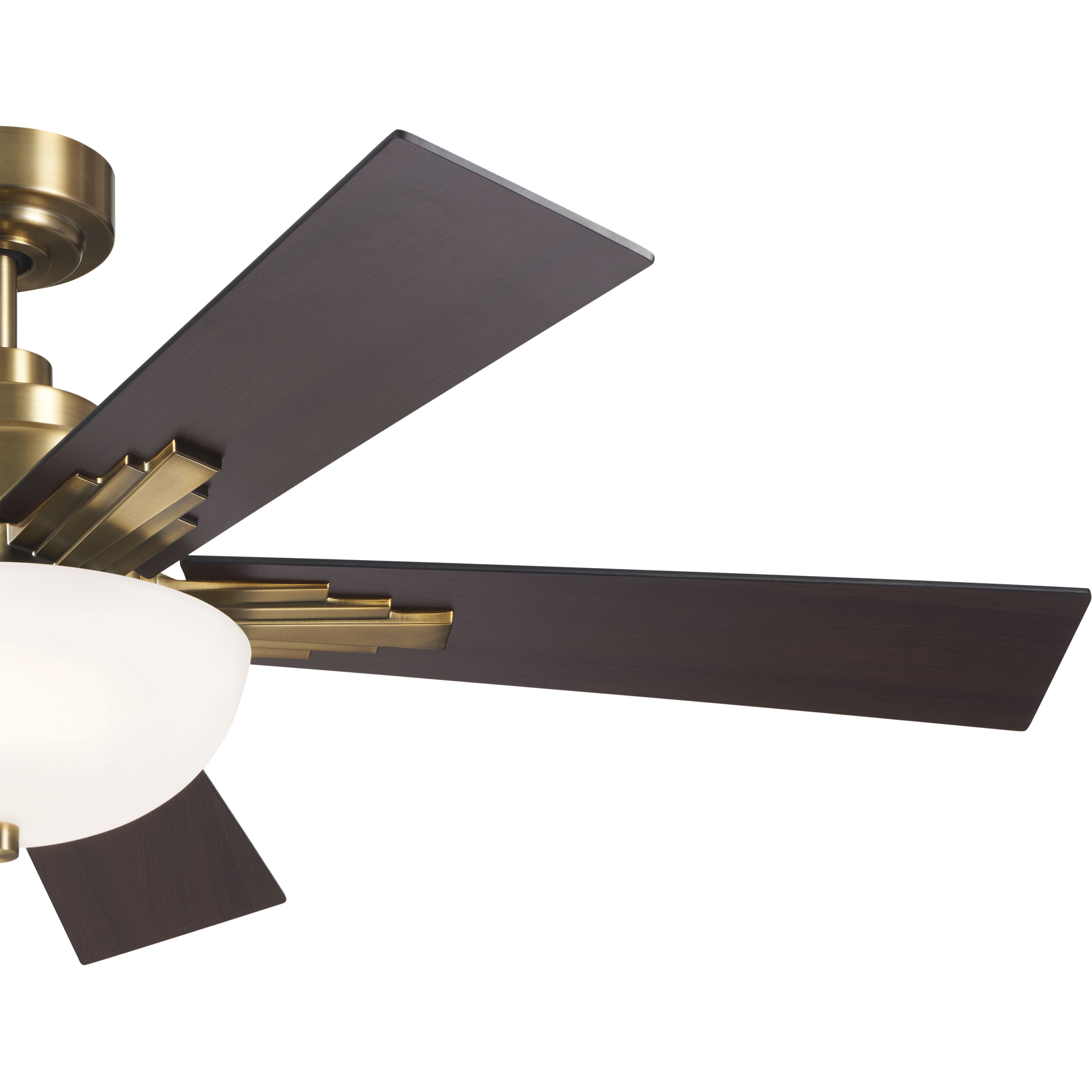 Vinea 52 inch Brushed Natural Brass with Black Blades Ceiling Fan
