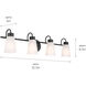 Erma 4 Light 32.5 inch Black Bath Vanity Light Wall Light, 4 Arm