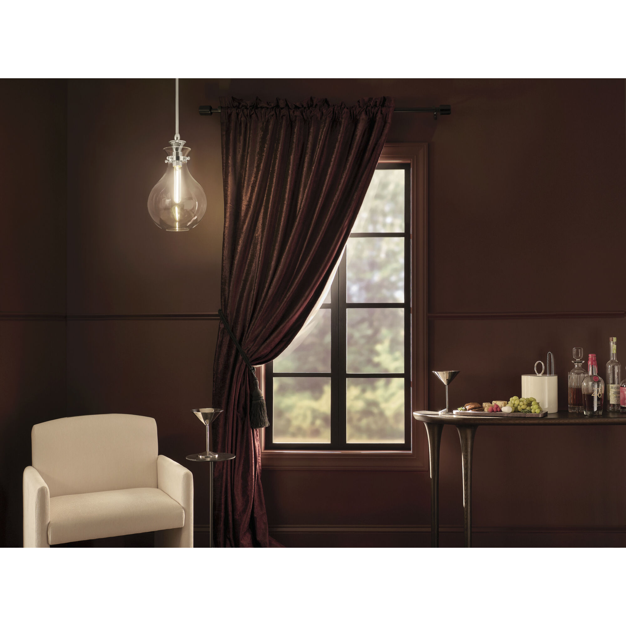 Laria 1 Light Polished Nickel Pendant Ceiling Light in Clear