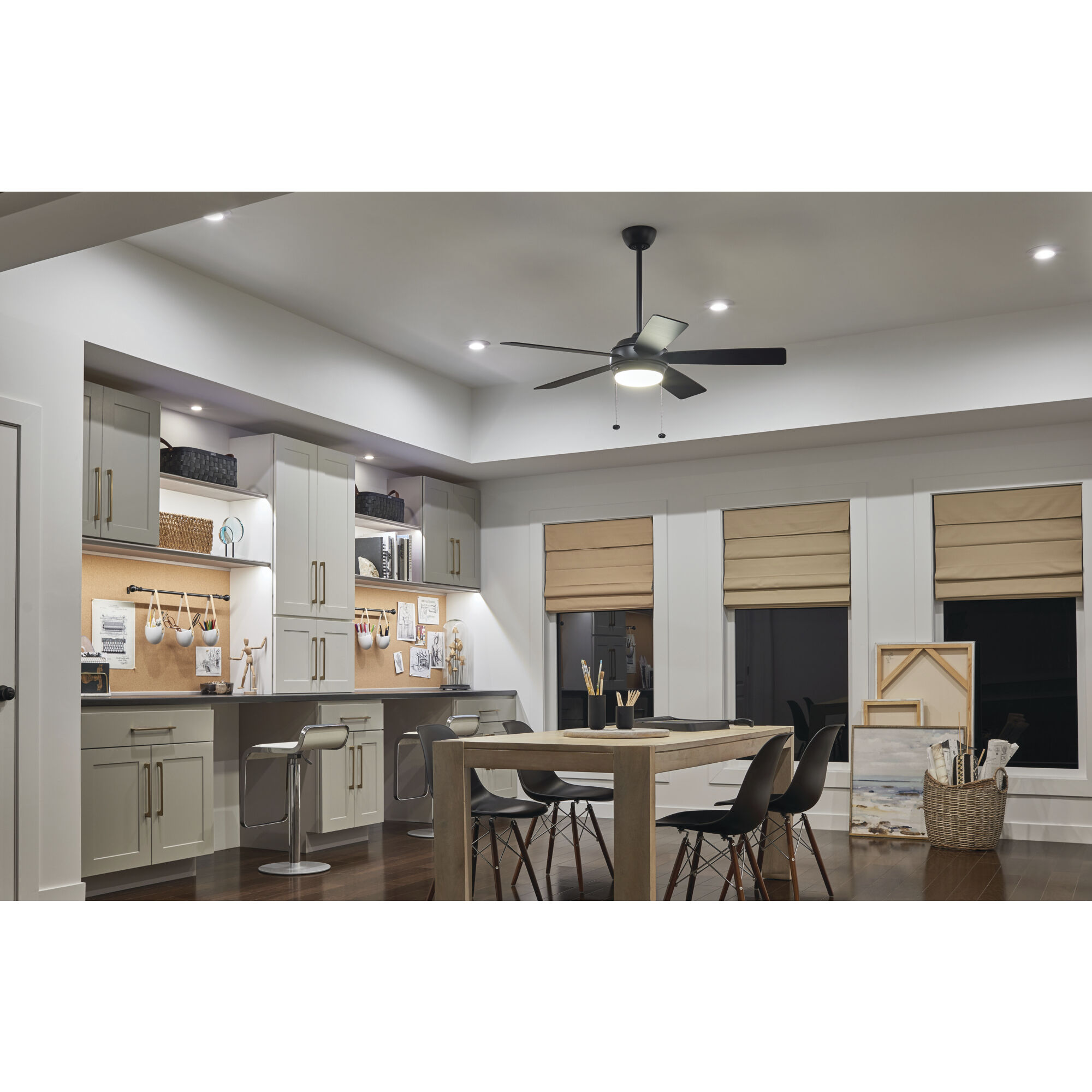 Starkk 52 inch Satin Black with Silver Blades Ceiling Fan