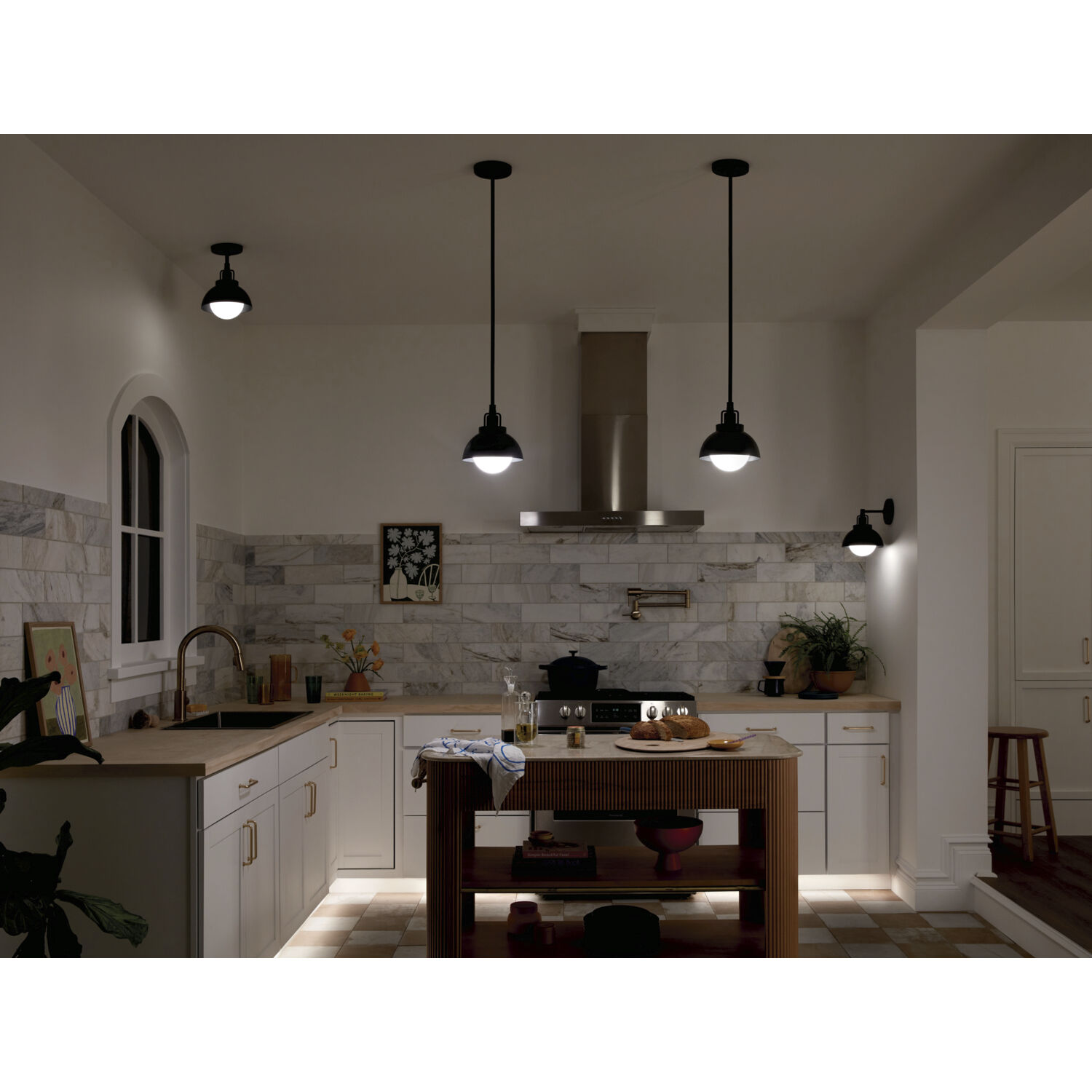 Niva LED 8 inch Black Semi Flush Mount Ceiling Light