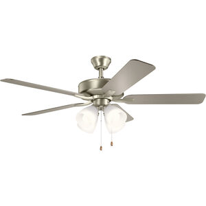 Basics Pro Premier 52 inch Brushed Nickel with Walnut Blades Ceiling Fan in 3000K, White Etched