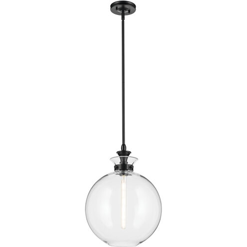 Laria 1 Light Black Pendant Ceiling Light in Clear