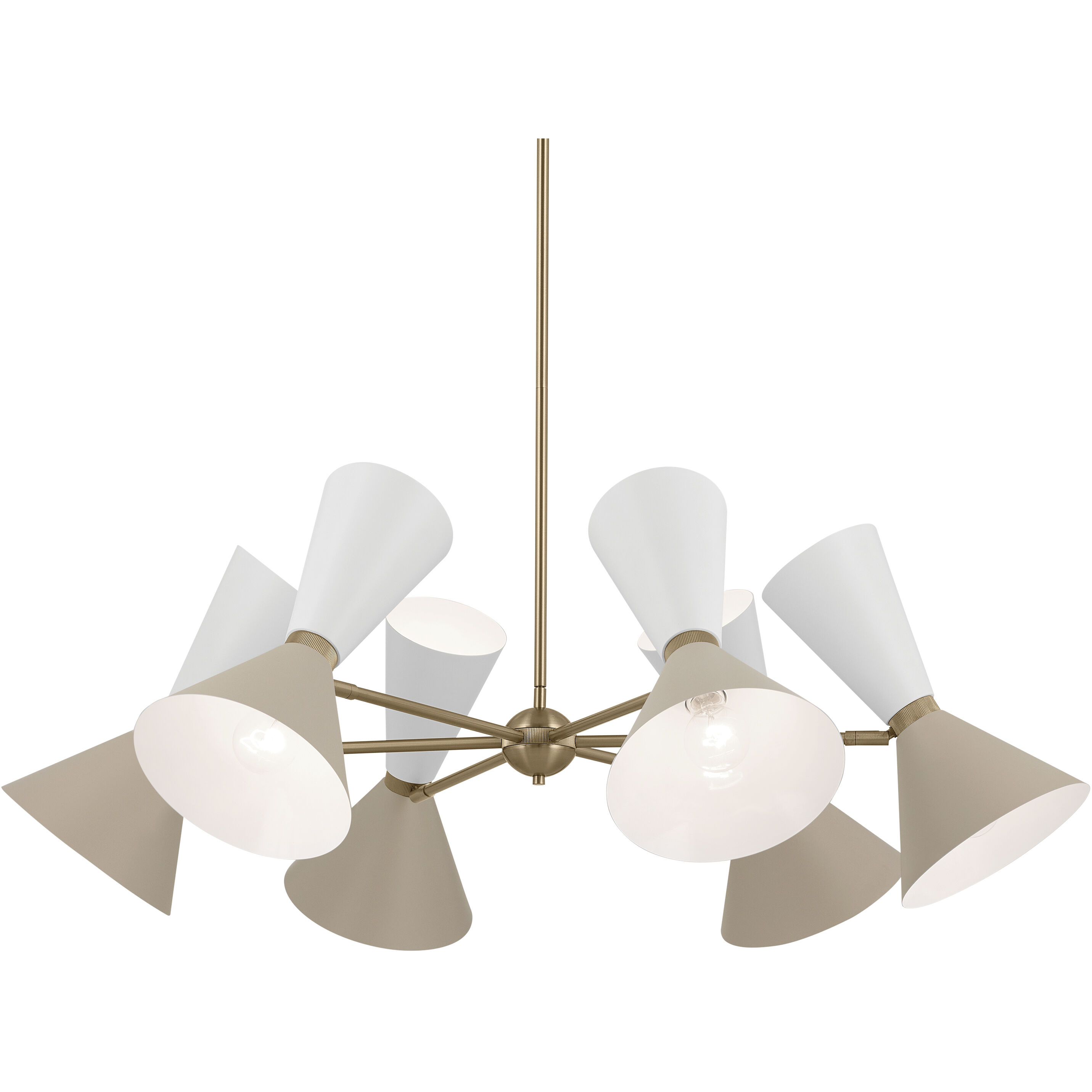 Phix LED 38.75 inch Champagne Bronze with Greige and White Chandelier Ceiling Light