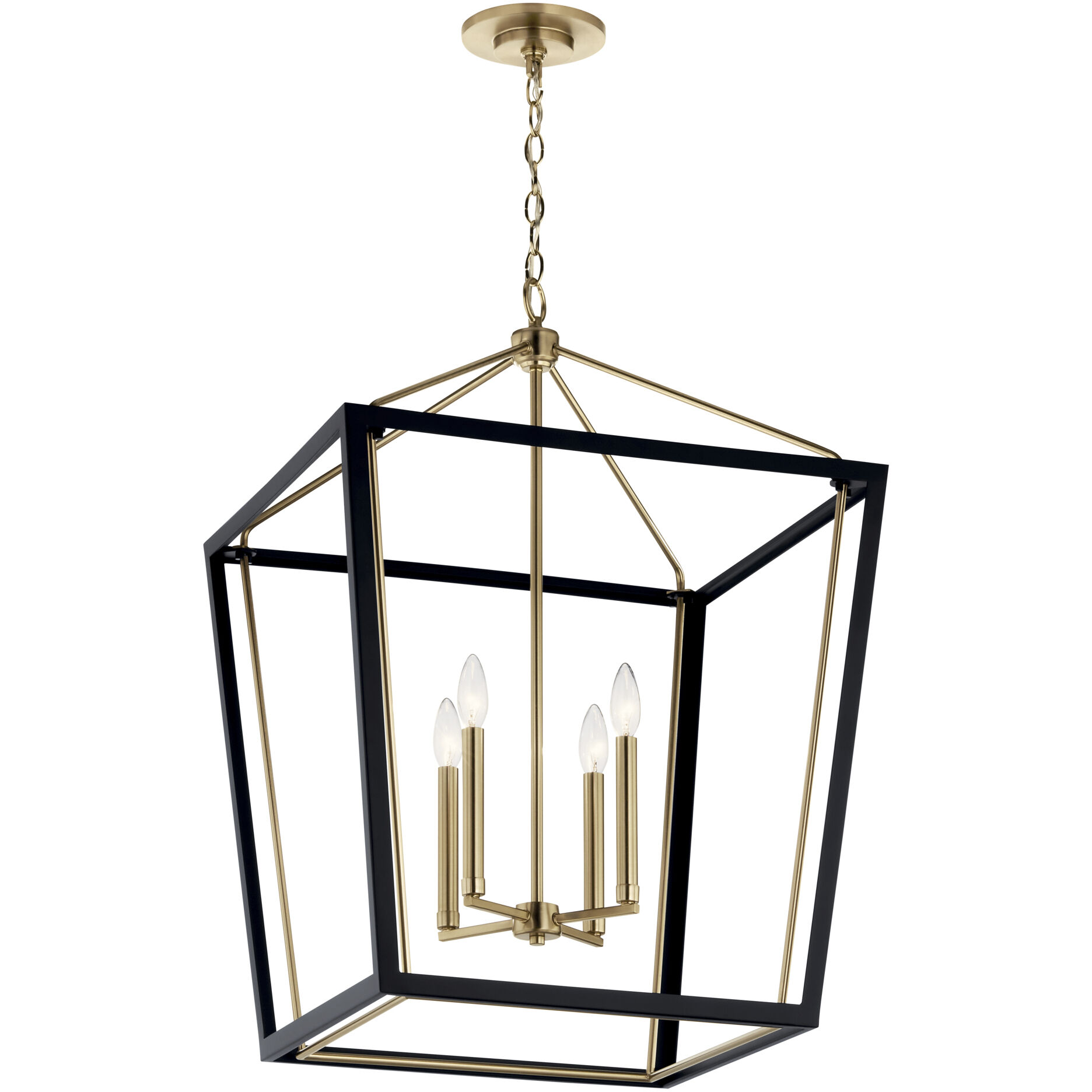 Delvin 4 Light 22.25 inch Champagne Bronze with Black Foyer Pendant Ceiling Light