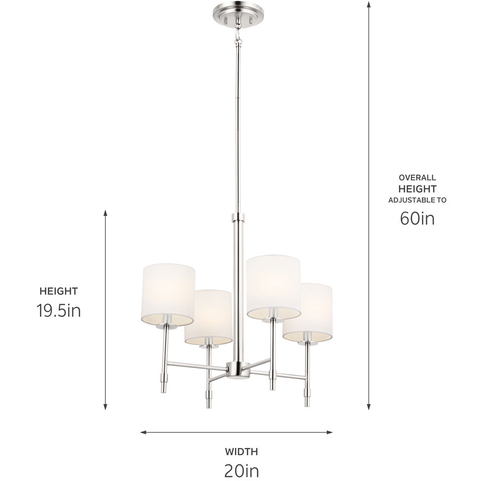 Ali 4 Light 20 inch Polished Nickel Chandelier Ceiling Light