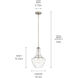 Everly 1 Light Brushed Nickel Pendant Ceiling Light in Clear