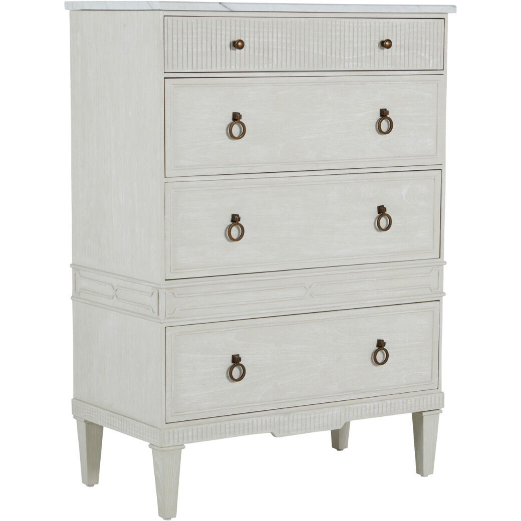 Archie Cerused White / Agros White Stone / Antique Bronze Cabinet