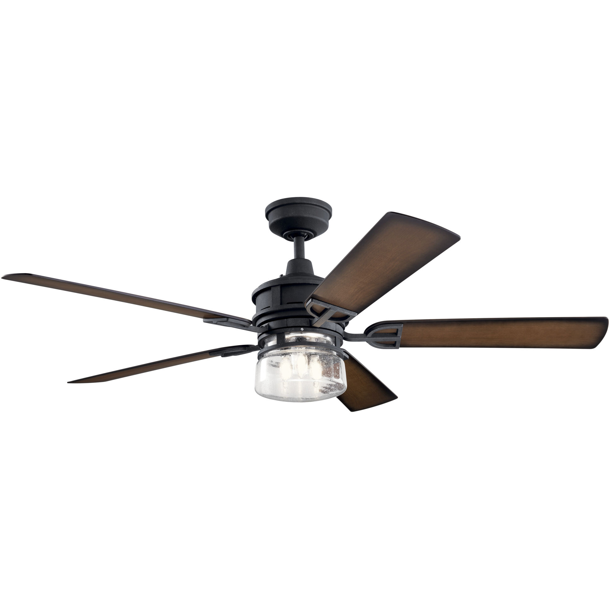 Lyndon 60 inch Distressed Black with Walnut Shadowed Blades Ceiling Fan