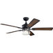 Lyndon 60 inch Distressed Black with Walnut Shadowed Blades Ceiling Fan