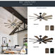 Gentry 65 inch Distressed Black with Walnut Blades Ceiling Fan in Walnut/Walnut Shadowed