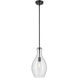 Everly 1 Light Black Pendant Ceiling Light in Clear Seeded