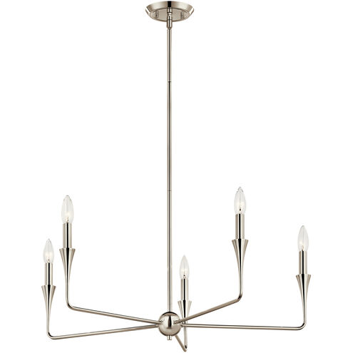 Alvaro 5 Light Polished Nickel Chandelier Ceiling Light, 1 Tier Small