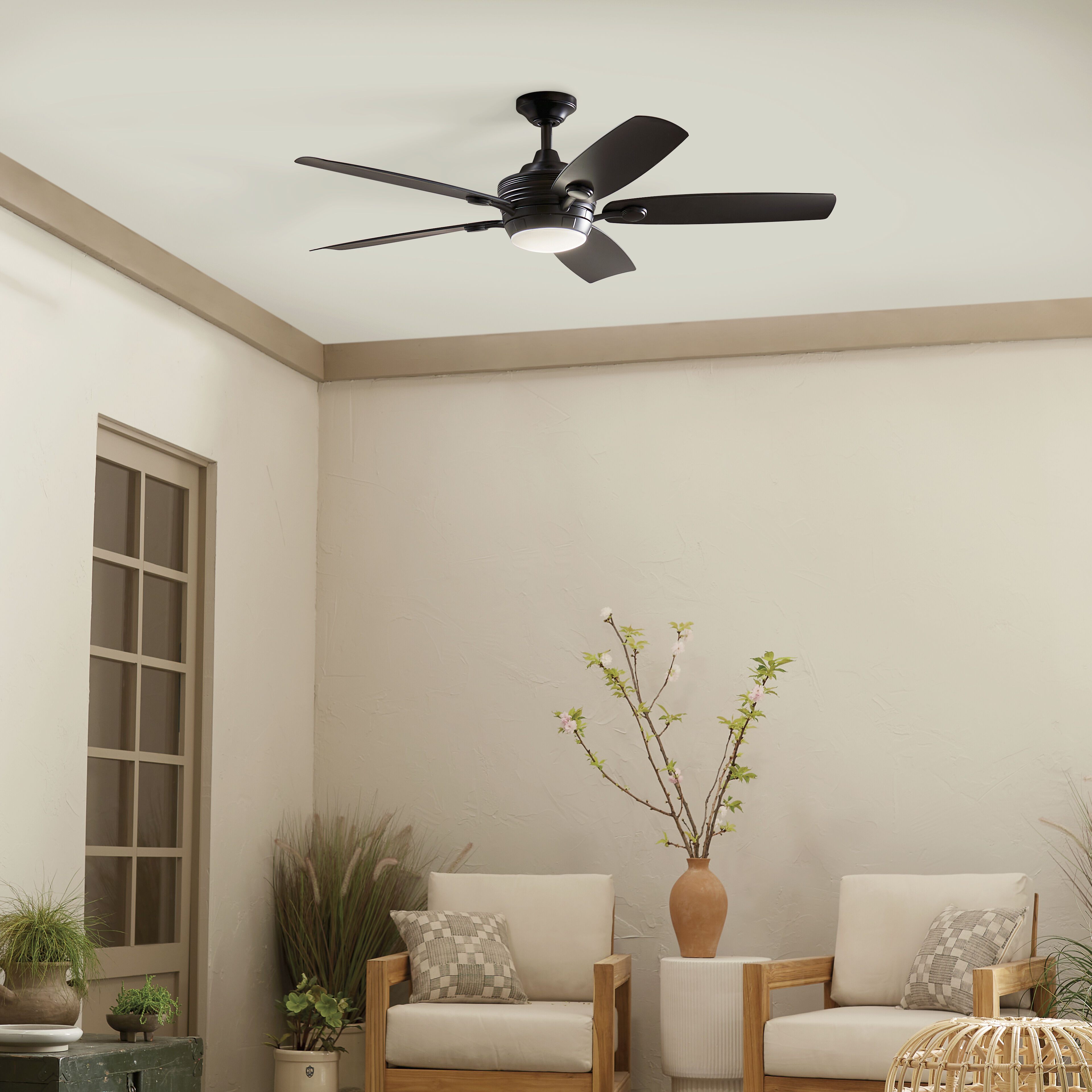 Tranquil 56 inch Satin Black with Black Blades Ceiling Fan