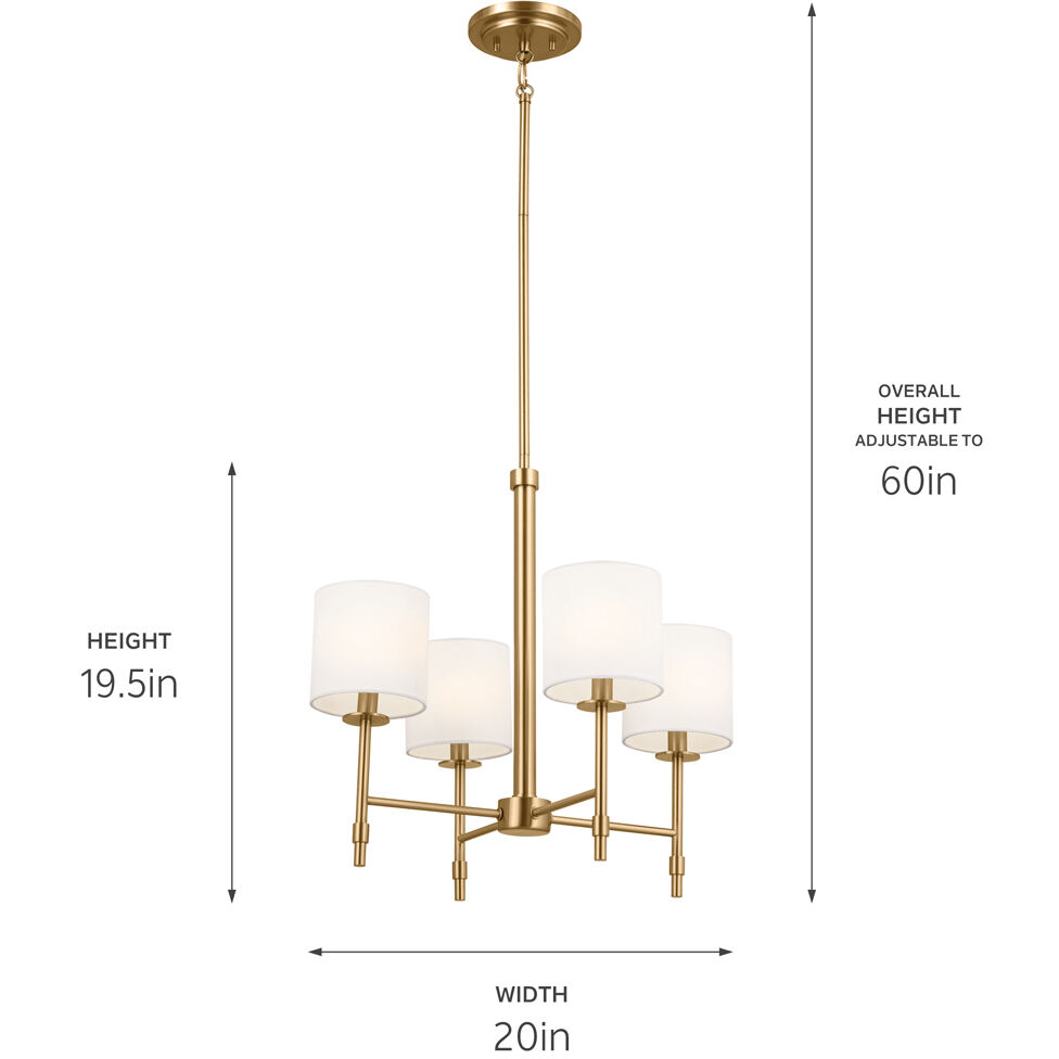 Ali 4 Light 20 inch Brushed Natural Brass Chandelier Ceiling Light
