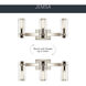 Jemsa 3 Light 22.75 inch Polished Nickel Bath Bracket Wall Light, 3 Arm
