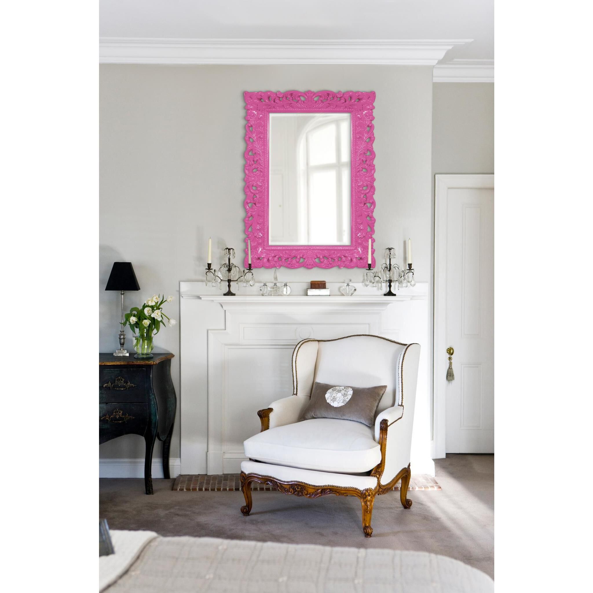 Barcelona 46 X 32 inch Glossy Hot Pink Wall Mirror