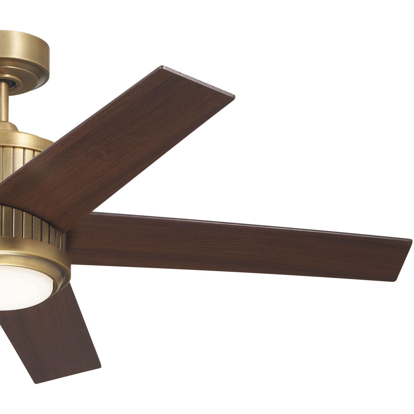 Brahm 48 inch Natural Brass with Walnut/White Blades Ceiling Fan