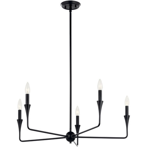 Alvaro 5 Light Black Chandelier Ceiling Light, 1 Tier Small