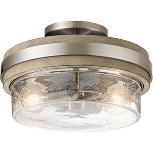 Grand Bank 2 Light 12 inch Classic Pewter Semi Flush Light Ceiling Light