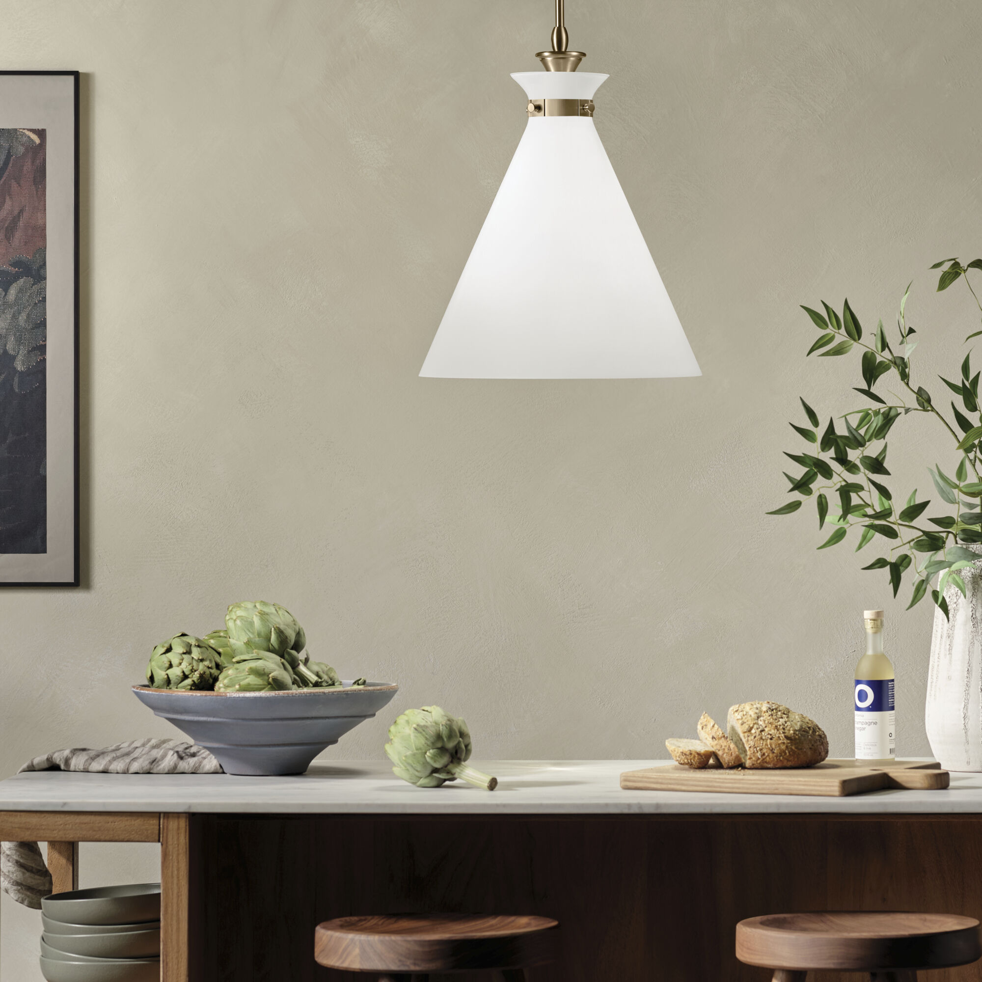 Laria 1 Light Champagne Bronze Pendant Ceiling Light in Opal